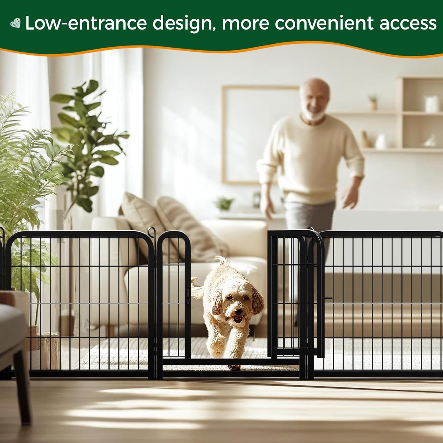 24/32/40-Inch 8/16/32 Panel Heavy Duty Pet Playpen Dog Exercise Pen Cat Fence with Door Puppy Rabbits Portable Play Pen,Outdoor/Indoor,Black