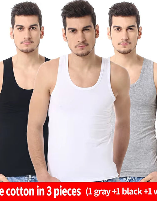 Load image into Gallery viewer, 1/3 Pack Four Seasons Men'S Cotton Joker Vest Teenagers Simple Fit Sports Fitness T-Shirt Middle-Aged Casual Sleeveless Shirt
