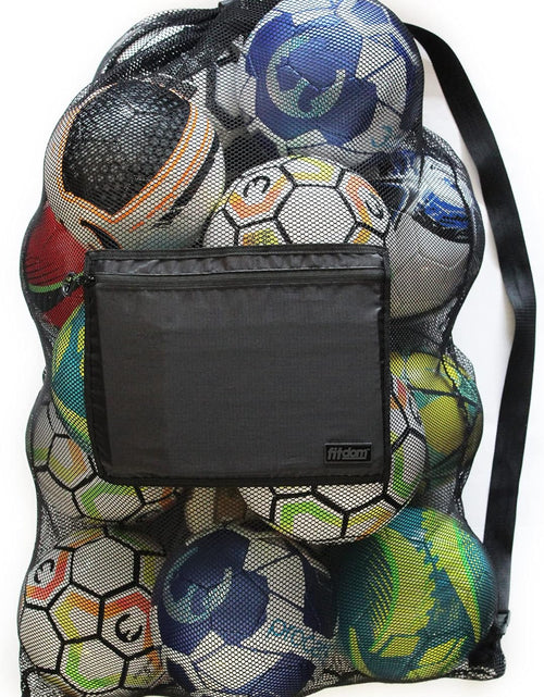 Load image into Gallery viewer, Extra Large Heavy Duty Mesh Bag. Best for Soccer Ball, Water Sports, Beach Cloth, Swimming Gears. Adjustable Shoulder Strap. Secure Side Pocket
