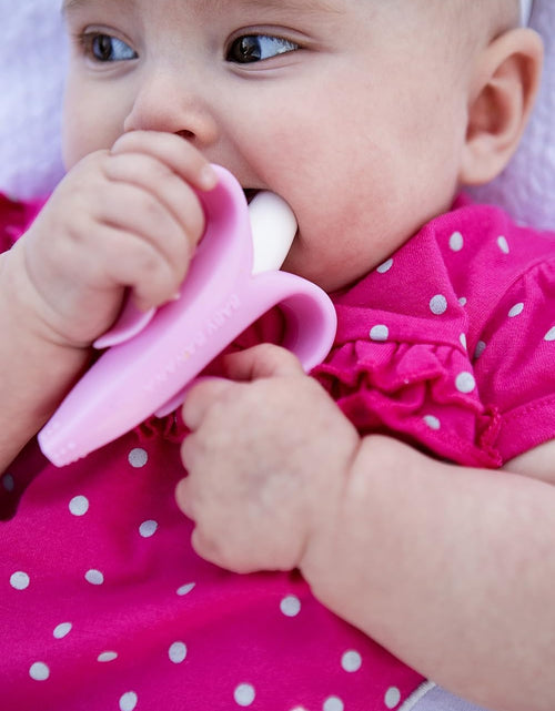 Load image into Gallery viewer, - Pink Banana Toothbrush, Training Teether Tooth Brush for Infant, Baby, and Toddler
