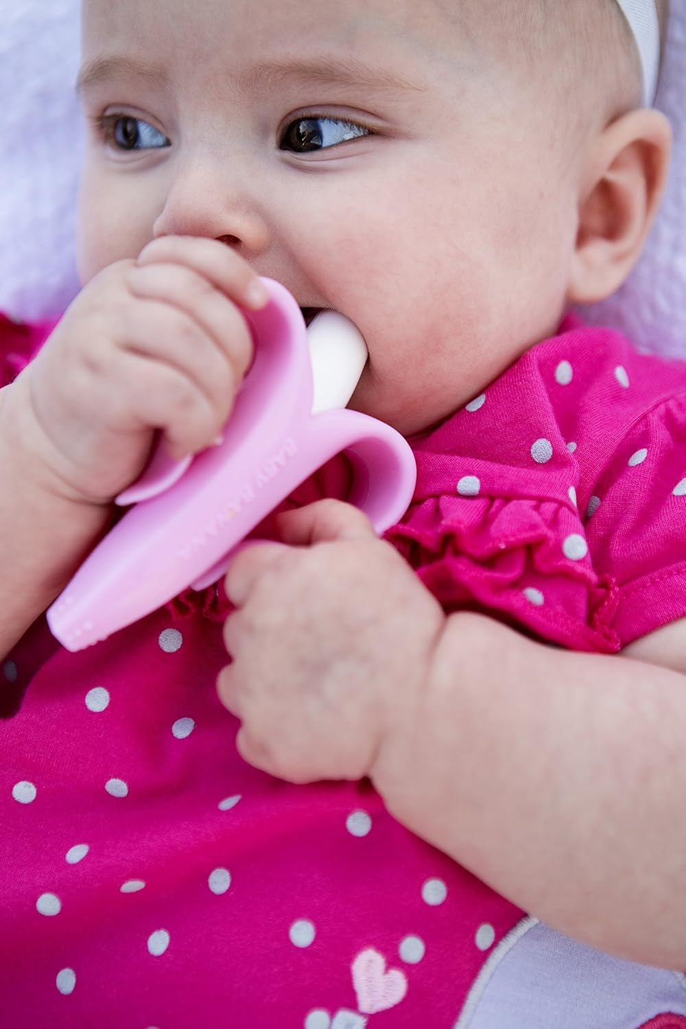 - Pink Banana Toothbrush, Training Teether Tooth Brush for Infant, Baby, and Toddler