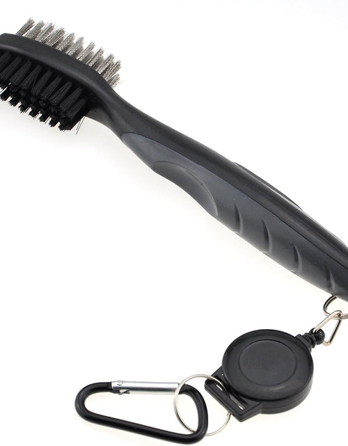 Load image into Gallery viewer, Microfiber Waffle Pattern Tri-Fold Golf Towel | Brush Tool Kit with Club Groove Cleaner, Retractable Extension Cord and Clip
