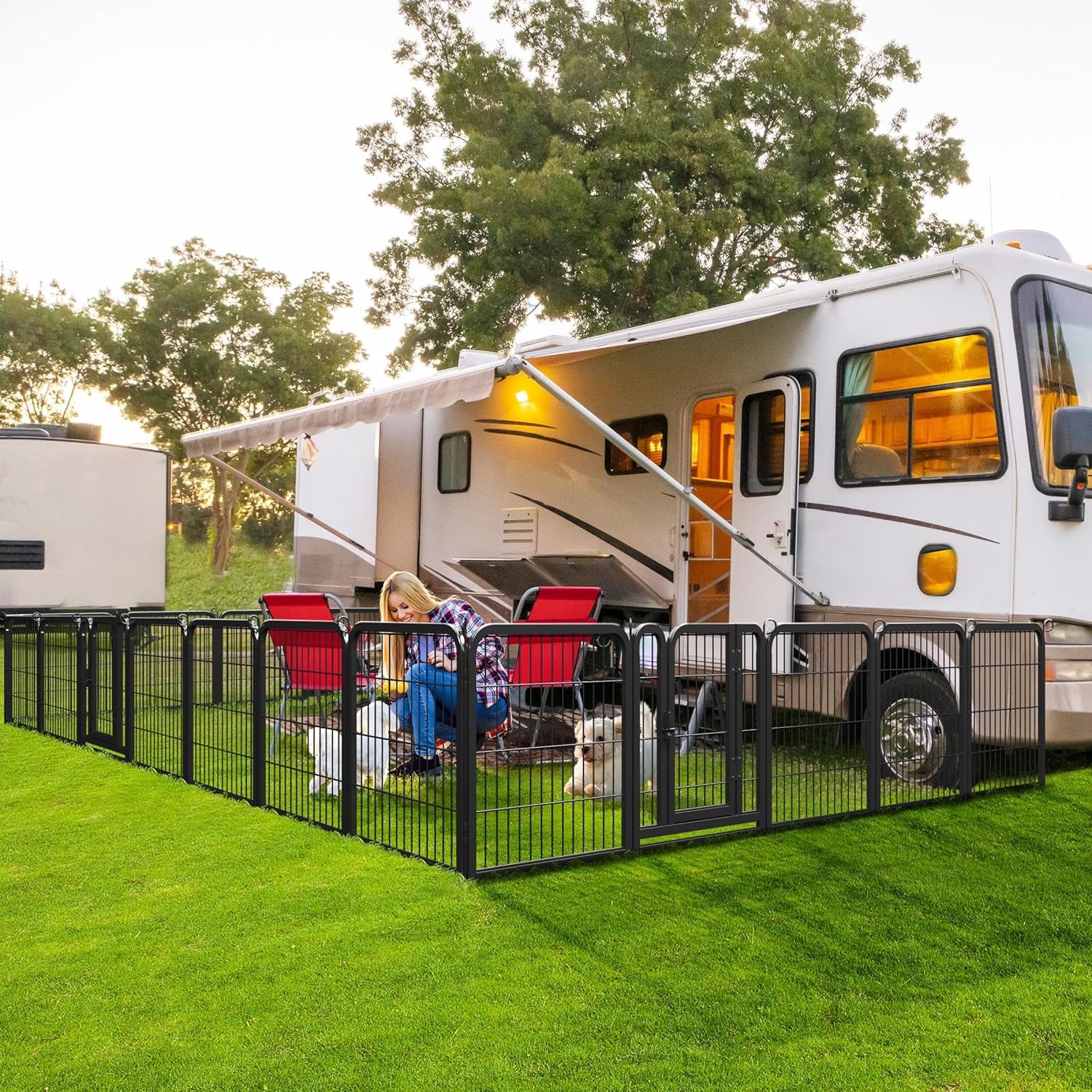 24/32/40-Inch 8/16/32 Panel Heavy Duty Pet Playpen Dog Exercise Pen Cat Fence with Door Puppy Rabbits Portable Play Pen,Outdoor/Indoor,Black