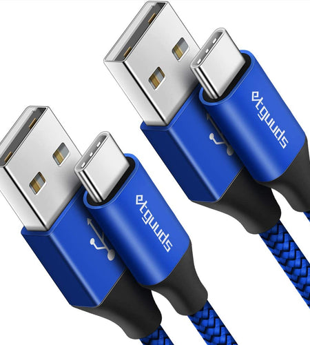 Extra Long USB C Cable [15Ft, 2-Pack],  Fast Charge 15 Feet USB a to USB Type C Cable 2.0, Super Durable Nylon Braided USB-C Charger Charging Cord - Blue