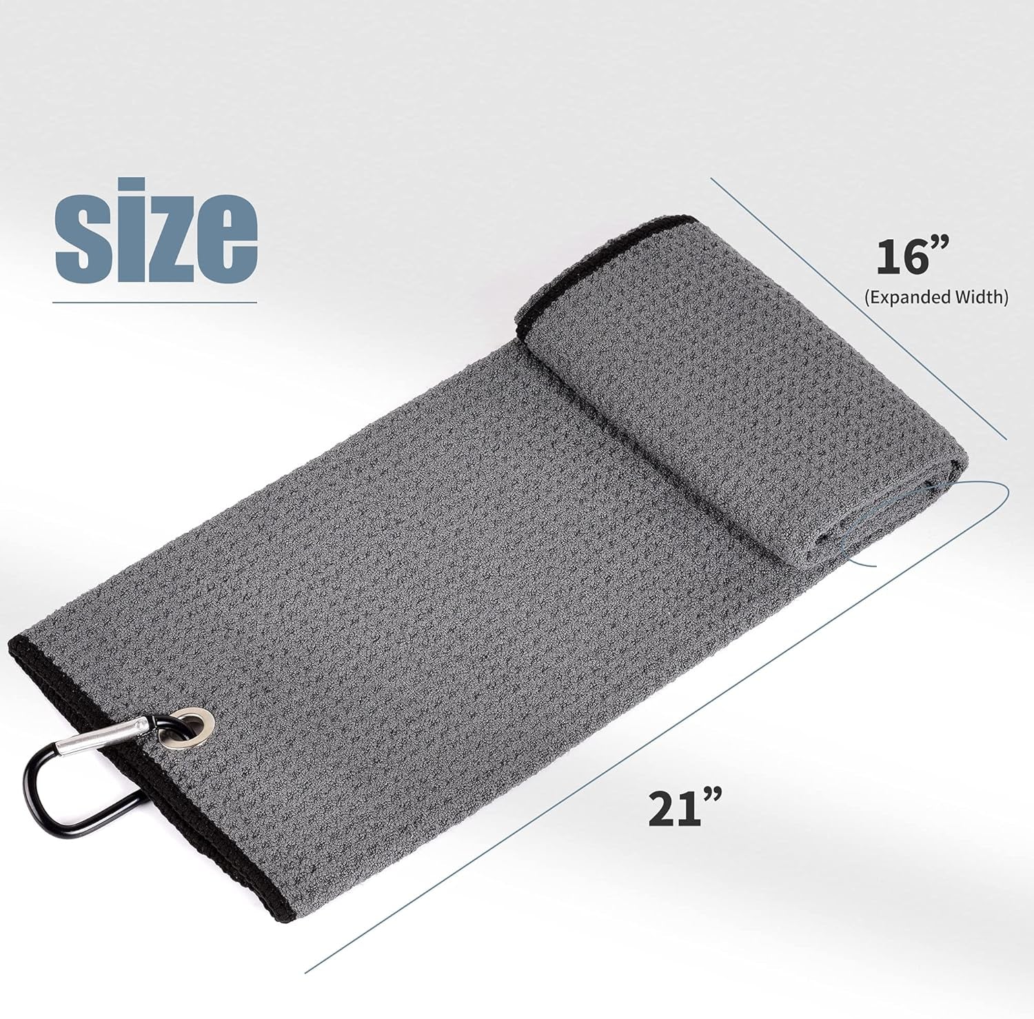 Microfiber Waffle Pattern Tri-Fold Golf Towel | Brush Tool Kit with Club Groove Cleaner, Retractable Extension Cord and Clip