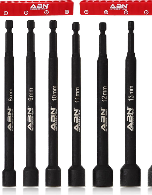 Load image into Gallery viewer, Impact Nut Driver Tool Set - 8Pc Metric 6 in Long Shank Nut Driver Bits Magnetic Tip Sockets, 1/4 in Hex Shank
