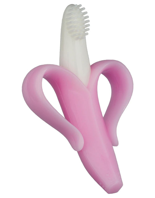 Load image into Gallery viewer, - Pink Banana Toothbrush, Training Teether Tooth Brush for Infant, Baby, and Toddler
