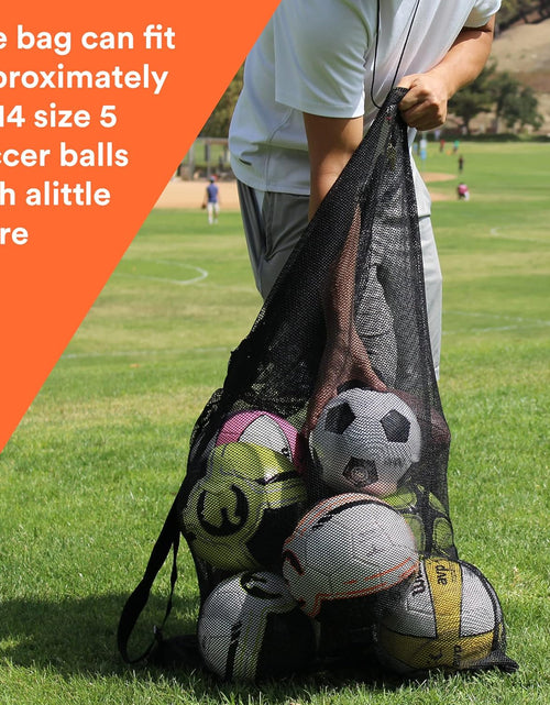 Load image into Gallery viewer, Extra Large Heavy Duty Mesh Bag. Best for Soccer Ball, Water Sports, Beach Cloth, Swimming Gears. Adjustable Shoulder Strap. Secure Side Pocket
