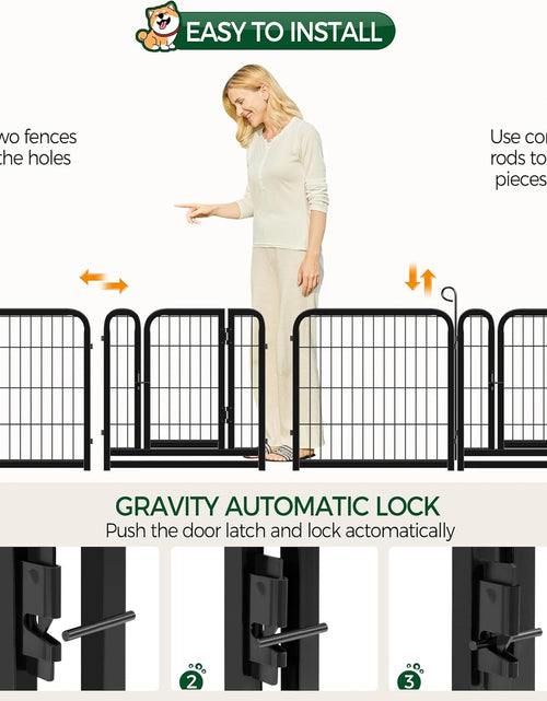 Load image into Gallery viewer, 24/32/40-Inch 8/16/32 Panel Heavy Duty Pet Playpen Dog Exercise Pen Cat Fence with Door Puppy Rabbits Portable Play Pen,Outdoor/Indoor,Black
