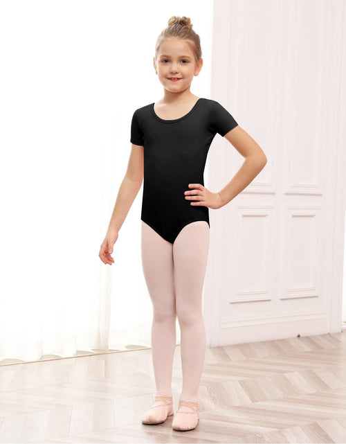 Load image into Gallery viewer, Girls Bow Back Short Sleeve Leotard for Dance, Gymnastics and Ballet
