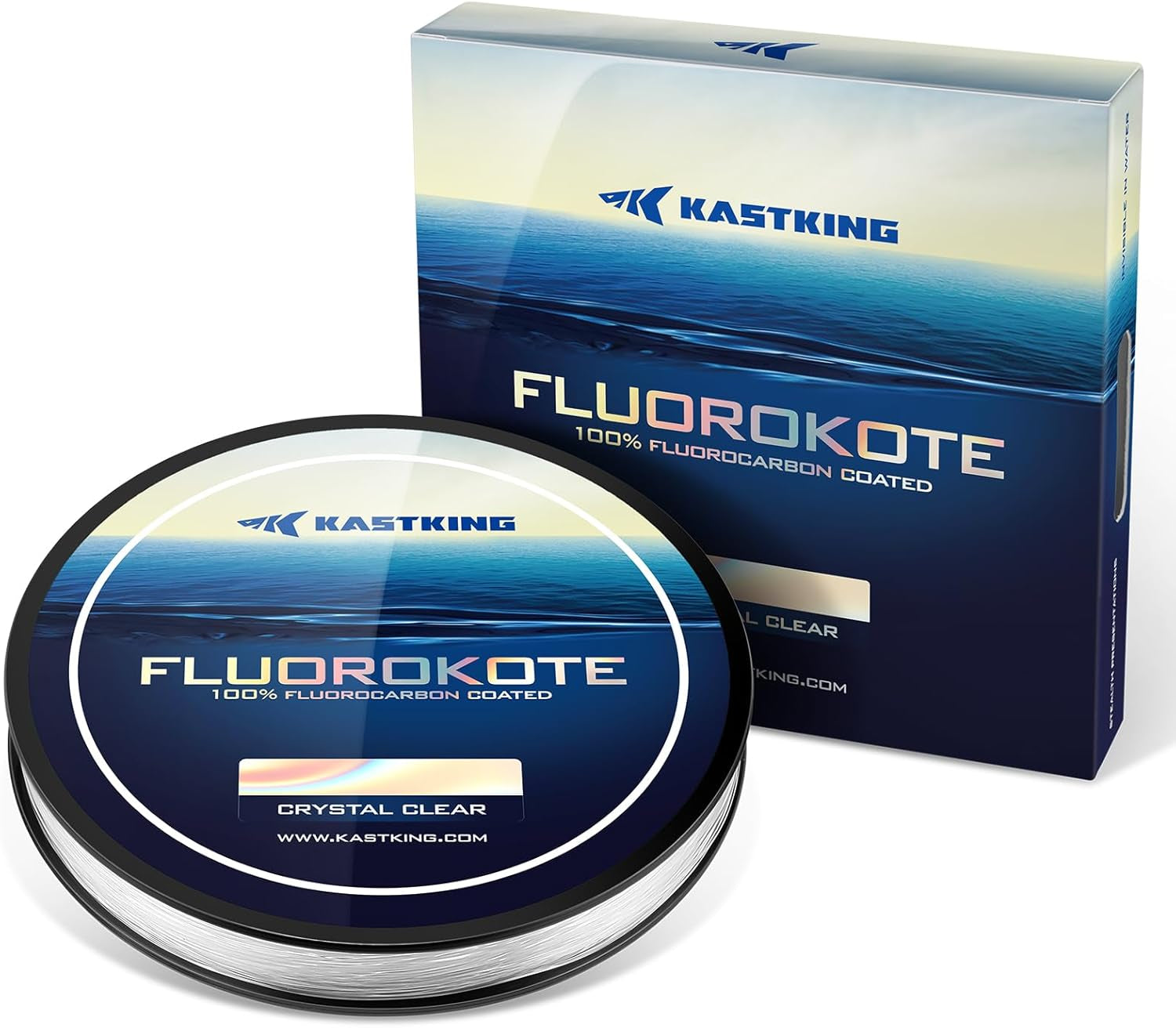 Fluorokote Fishing Line - 100% Pure Fluorocarbon Coated - 300Yds/274M 150Yds/137M Premium Spool - Upgrade from Mono Perfect Substitute Solid Fluorocarbon Line