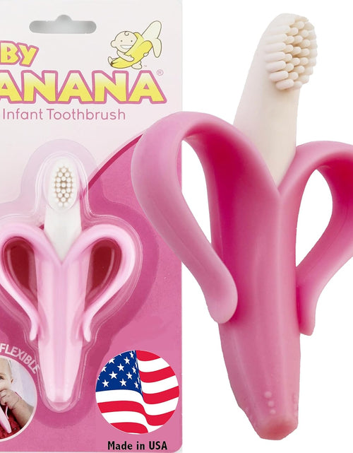 Load image into Gallery viewer, - Pink Banana Toothbrush, Training Teether Tooth Brush for Infant, Baby, and Toddler
