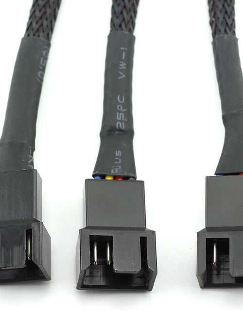 Load image into Gallery viewer, 4Pin 1 to 3 Ways PWM Fan Splitter Cable Black Sleeved Fan Power Extension Cable 4Pin Female to 3X 4Pin Male 27Cm/10.5 Inches
