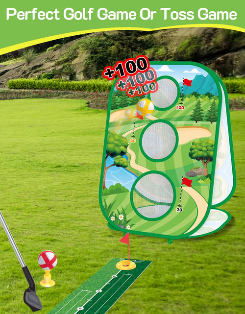Load image into Gallery viewer, 4 in 1 Kids Golf Games Set Golf Putting Practice Mat 3-Sided Golf Chipping Net with Club Kid Adults Multiple Modes Golf Practice
