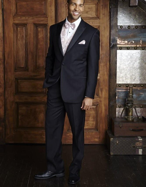 Load image into Gallery viewer, "Vienna" Black Tuxedo Jacket Peak (Separates)
